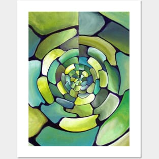 Vibes of Green contemrporary Artdeco Abstract Posters and Art